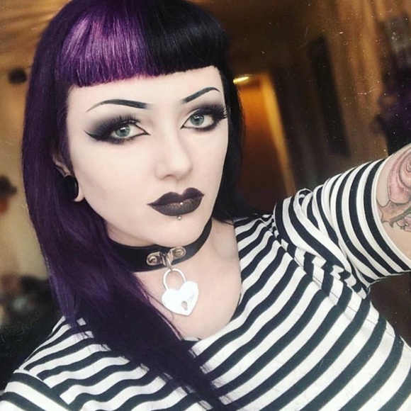 Necklace Jewelry Punk Black Choker Silver Locket - Picture 2 of 6